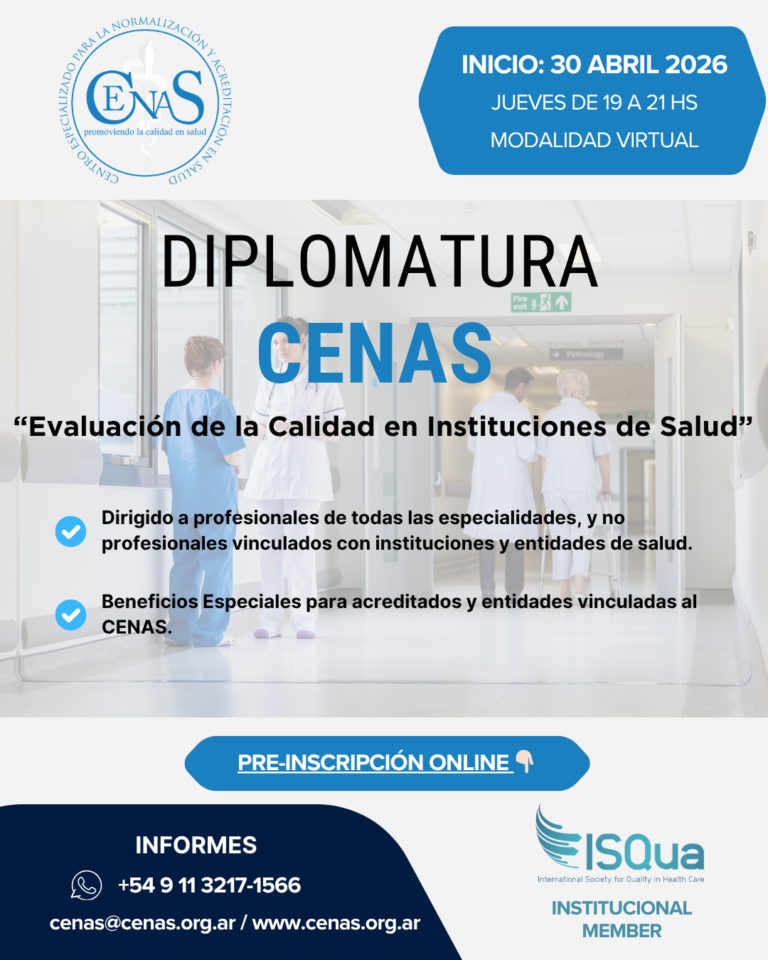 Lee más sobre el artículo Diplomatura CENAS 2026 «Evaluación de la Calidad en Instituciones de Salud»